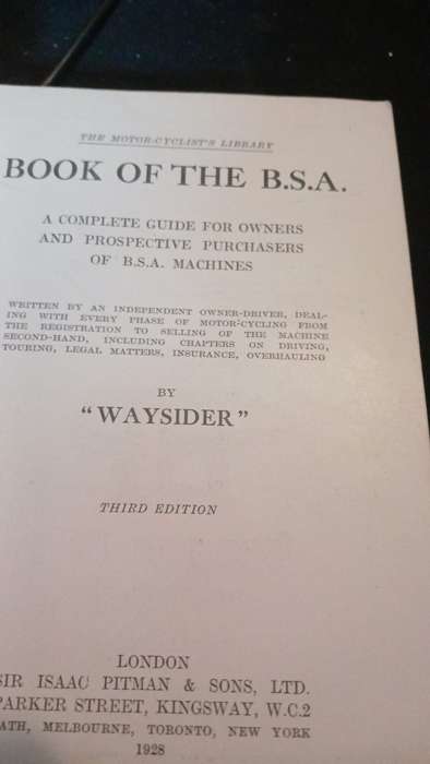 The Book of the B.S.A. (The Motorcyclist's Library) 1928 (also with 1929 models supplement)