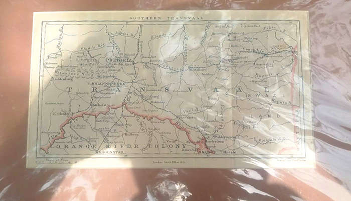 Antique Map of the Southern Transvaal, 1902