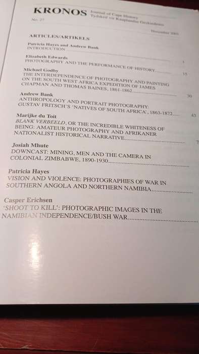 KRONOS: Special Issue : Visual History,  Cape History