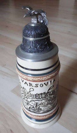 Eastern European beer stein with flip top lid