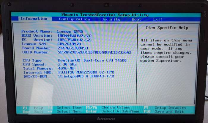 Lenovo G550 Laptop Pentium Dual Core 2.3GHZ CPU 4GB Ram 250GB Hard Drive (FREE SHIPPING!)