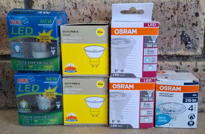 Set of 7 Halogen Led Osram & Various Brands Bulbs