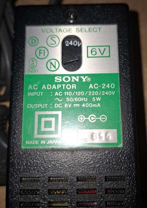 Sony AC Adapter 6V 400mA