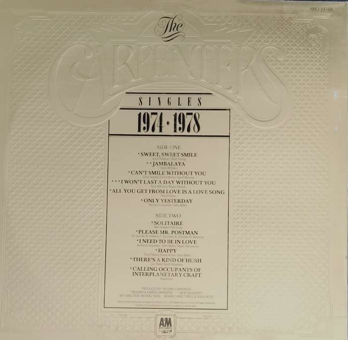 Vintage LP / Vinyl - Carpenters - singles 1974 to 1978