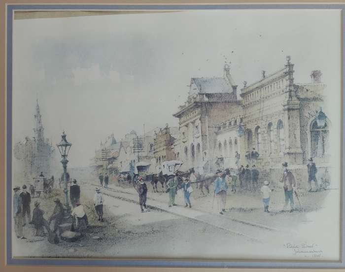 Framed Philip Bawcombe print - Rissik Street Johannesburg c 1898