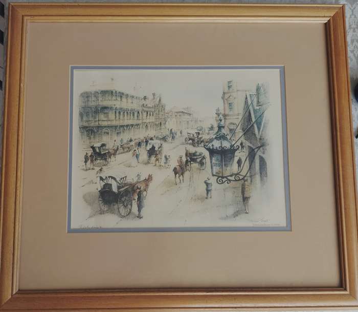 Framed Philip Bawcombe print - Market Street Johannesburg c 1898