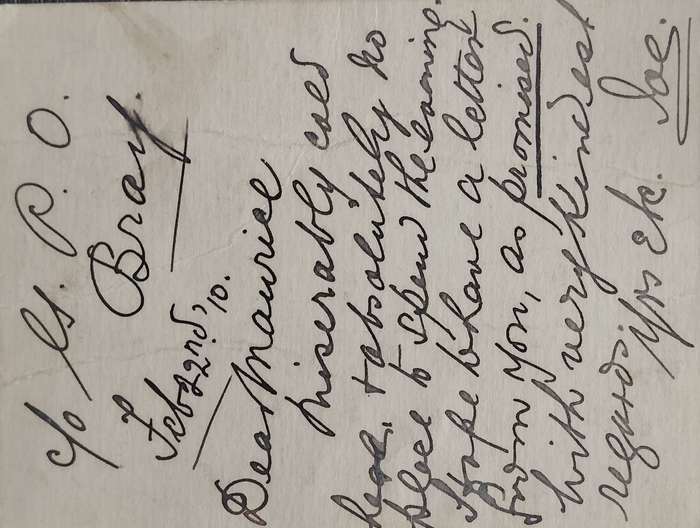 Postal history - Bray Post Office cancellation (1910) on postcard
