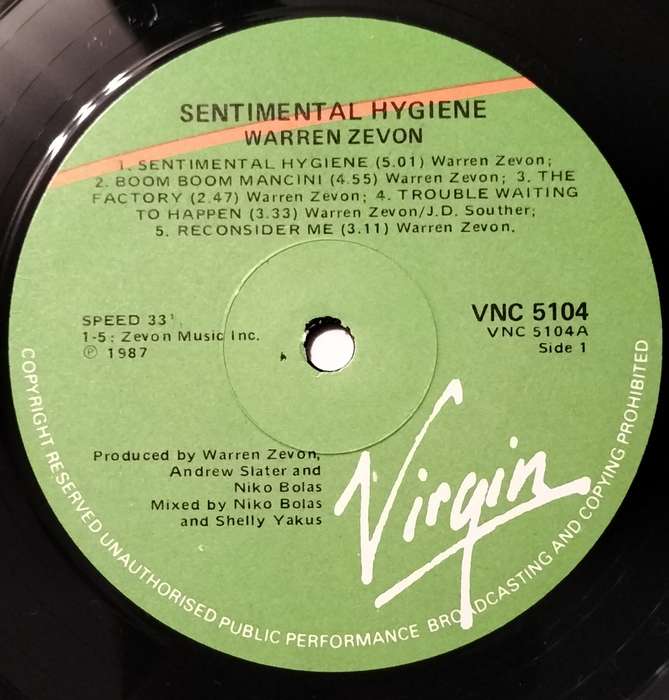 Vintage LP / Vinyl / Record - Warren Zevon - Sentimental Hygiene
