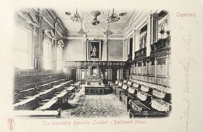 Vintage picture post card - Cape Town - The legislative Assembly Chamber - Parliament House