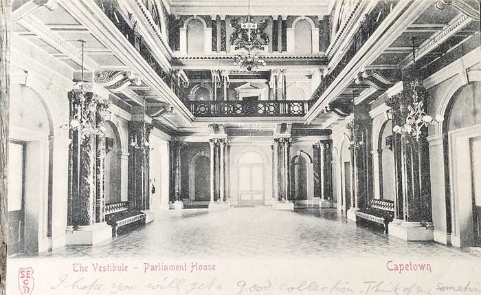 Vintage picture post card - Cape Town - The Vestibule - Parliament House