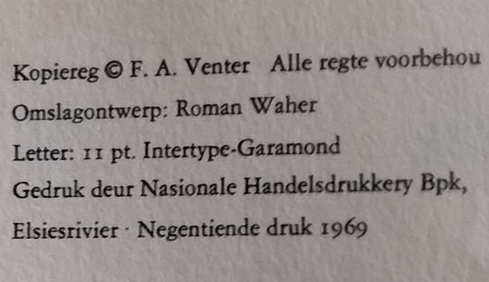Swart Pelgrim - FA Venter - 19de druk (1969)