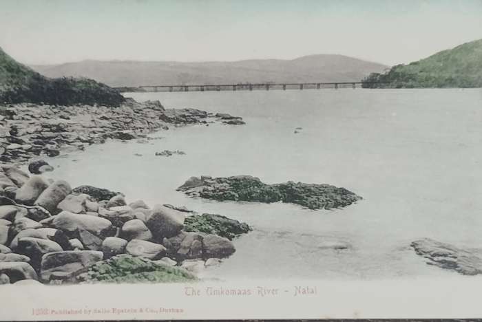Vintage Post Card - Umkomaas River - with rail bridge