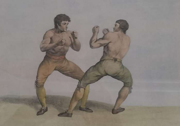 Vintage framed Etching of boxers