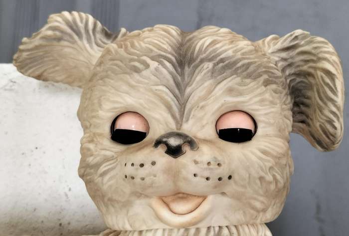 Large vintage squeaky rubber toy - dog with functioning eye lids