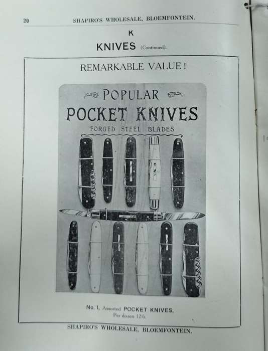 Bloemfontein History -  Shapiro's Wholesale Catalogue catalogue 1925 (44 pages)