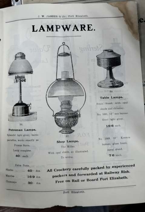 Port Elizabeth History -  JW Jagger & Co Crockery Price list 1925 (40 pages)