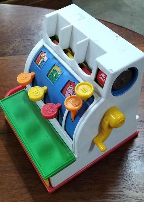 Vintage Fisher Price till (includes 3 plastic coins)