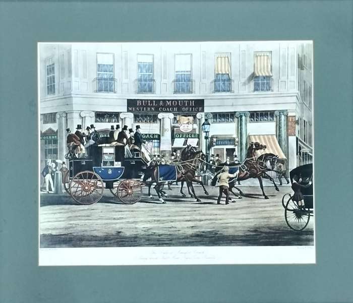 Unframed vintage print - The Duke of Beaufort Coach - engraved by Charles Hunt