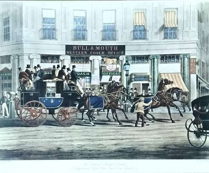 Unframed vintage print - The Duke of Beaufort Coach - engraved by Charles Hunt
