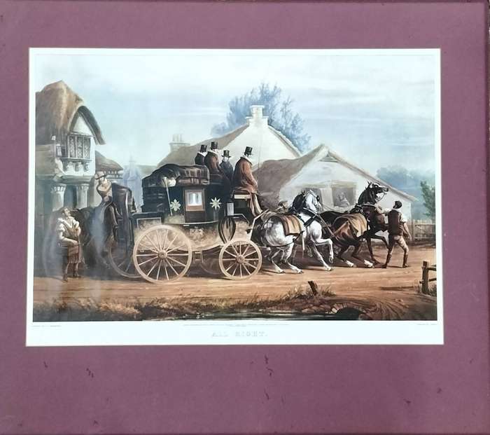 Unframed vintage print - All right - engraved by J Harris