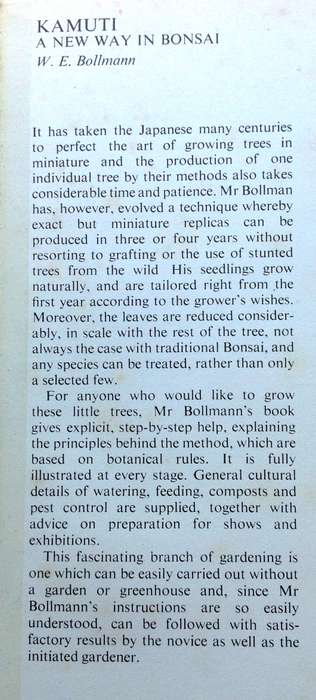 KAMUTI - A New Way in Bonsai - Willi E Bollmann - Hardcover