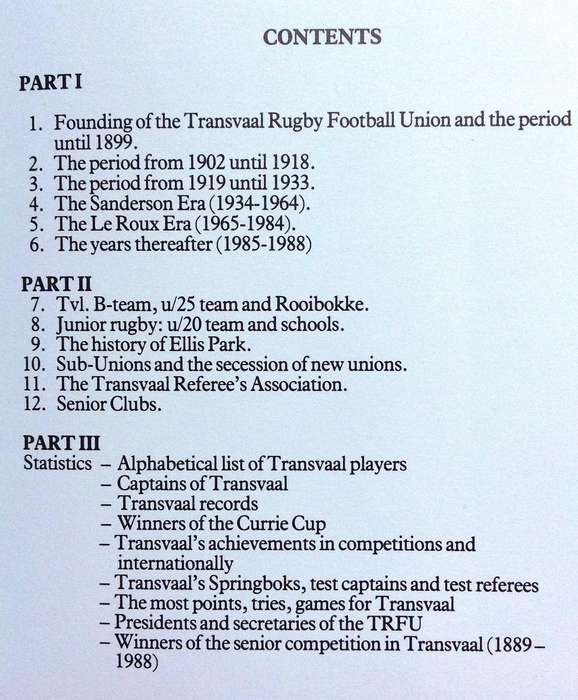 Transvaal Rugby Football Union - 100 Years - Hardcover