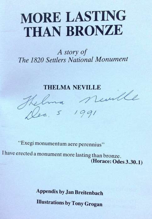More Lasting than Bronze - Thelma Neville - Hardcover - Book signed by Author