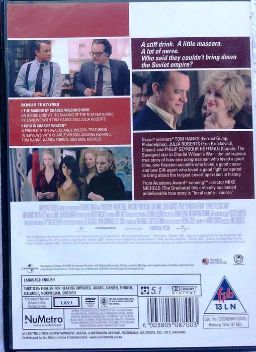 DVD - Charlie Wilson's War - very good condition     Based on the outrageous true story