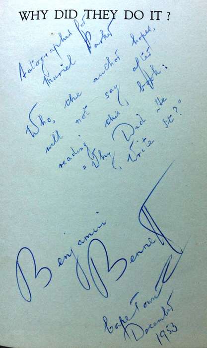 Why did they do it?  Benjamin Bennett - Hardcover  Book signed by Author