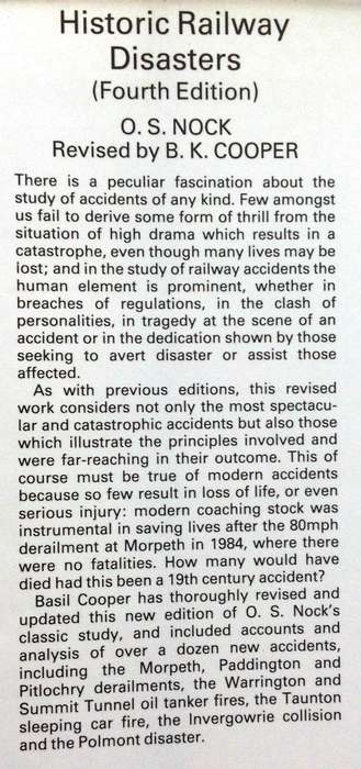 Historic Railway Disasters - O S Nock - Revised by B K Cooper - Hardcover