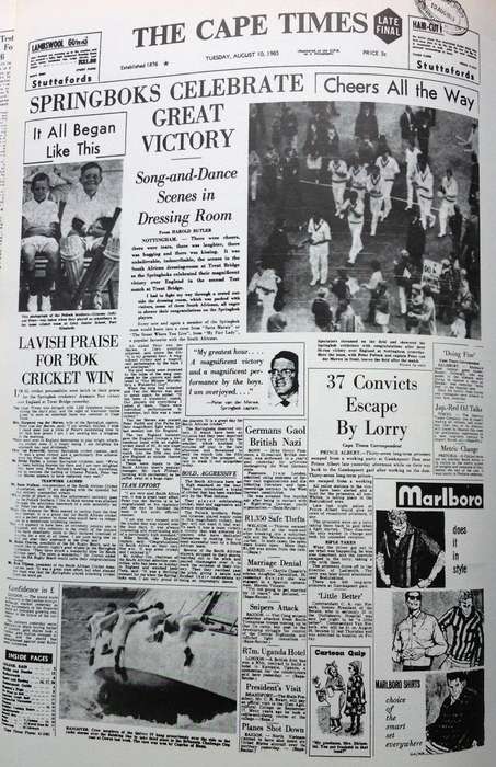 Great Springbok Cricket Tests - Chris Greyvenstein - 100 Years of Headlines