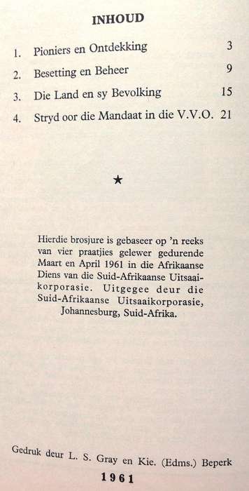 Ons Mandaat Suidwes Afrika - Prof Dr J Bruwer