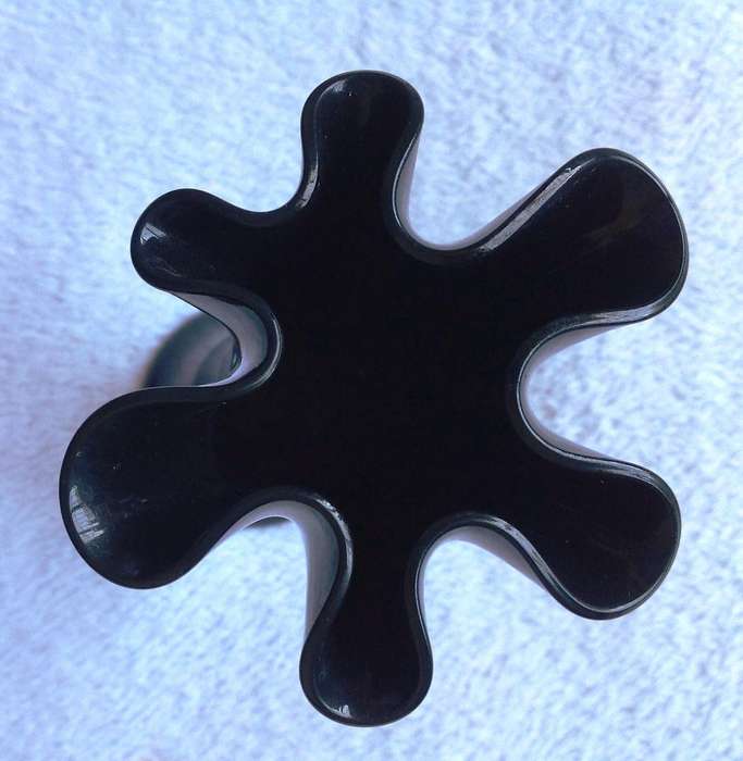 Black art swung glass vase with ruffled edge