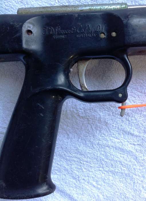 Vintage stainless steel Sea Hornet spear gun  Made by J D Preece and Co Pty Ltd, Sydney, Australia