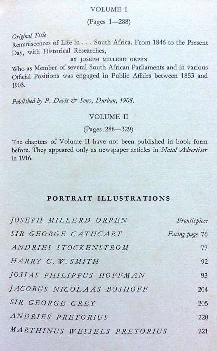 Reminiscences of Life in South Africa-Joseph Millerd Orpen-Hardcover - Volumes 1 and 2 - Ltd edition