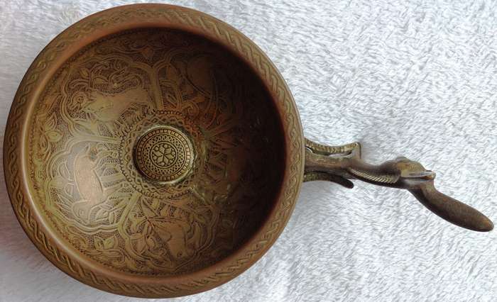 Vintage Brass Donkey Cart with Bowl - Tamar - Made in Israel