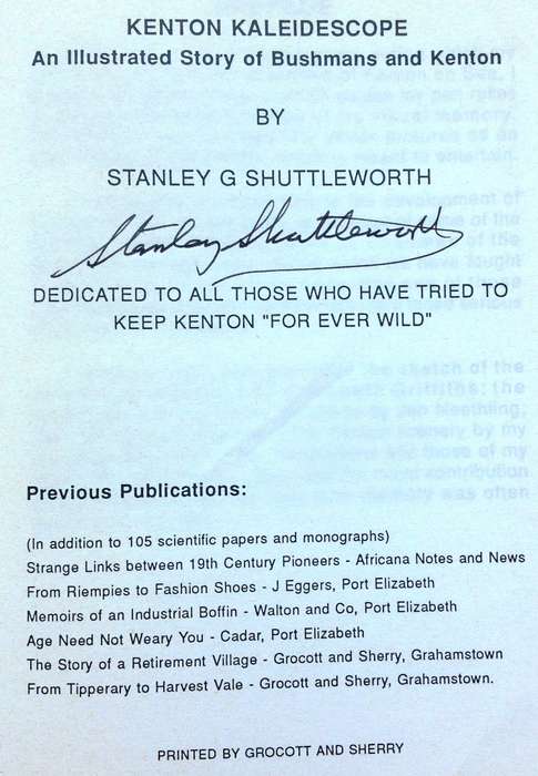 Kenton Kaleidoscope-An Illustrated Story of Bushmans and Kenton-by Stanley G Shuttleworth - signed