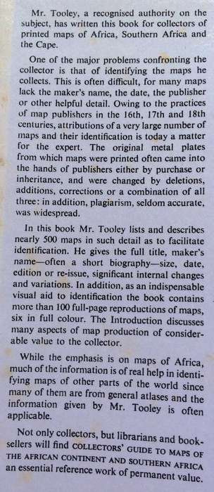 Collectors' Guide to Maps of The African Continent and Southern Africa - R V Tooley - Hardcover