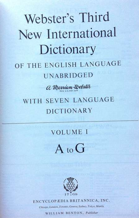 WEBSTER'S THIRD NEW INTERNATIONAL DICTIONARY - NOAH WEBSTER - COMPLETE 3 VOLUME SET