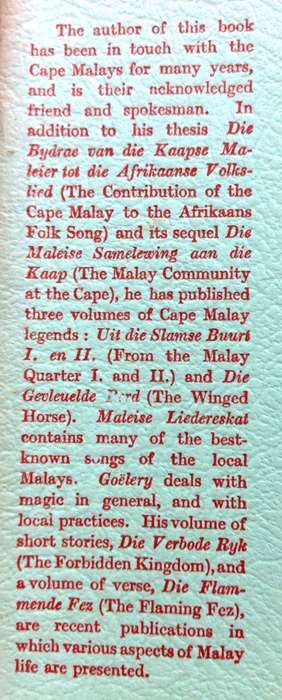 The Cape Malays - I D du Plessis - Hardcover