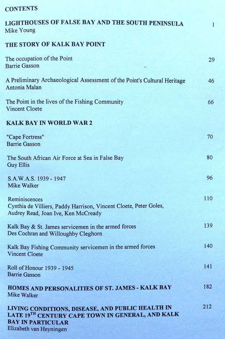 Kalk Bay Historical Association - Bulletin Number 6 - March 2002 - Compiled and Edited Barrie Gasson