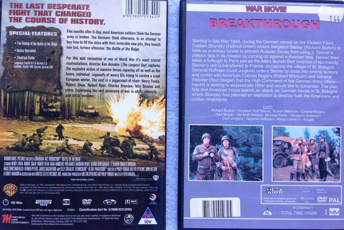 DVD Battle of the Bulge - 1965 film & DVD Breakthrough - 1979 film