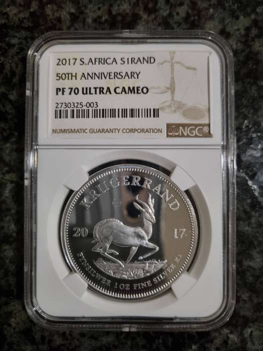 2017 50th Anniversary Silver Krugerrand PF70 Ultra Cameo