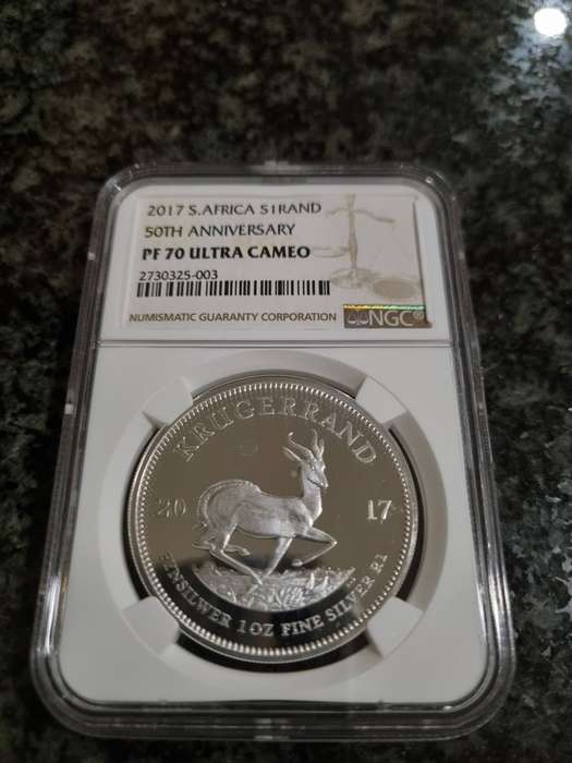 2017 50th Anniversary Silver Krugerrand PF70 Ultra Cameo