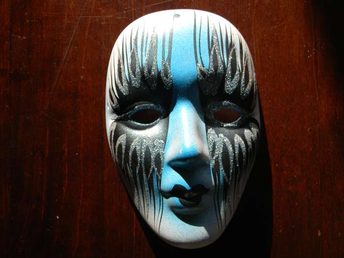 Vintage Mardi Gras Mask Matte Finish Hand Painted Ribbons Ugottac