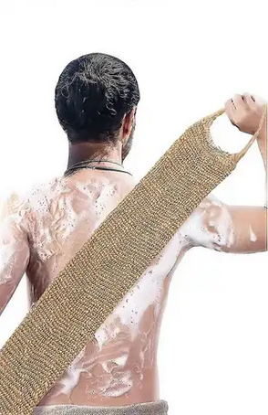 Exfoliating Sponge Back Wash Strap, Natural Hemp Exfoliating Back Band, Massage Belt Back, Body Scru