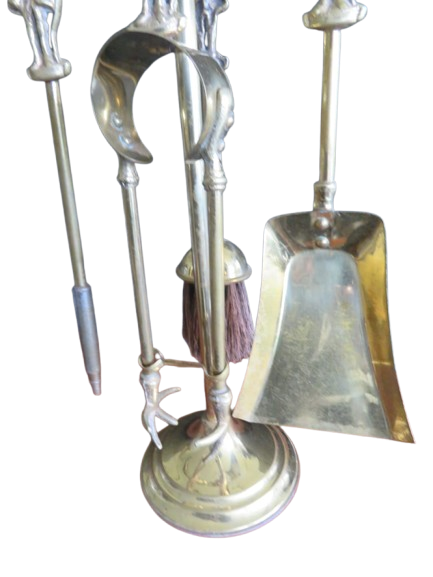 Vintage brass fire place tools