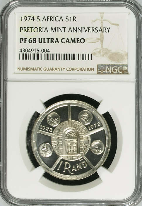 1974 Pretoria Mint Anniversary R1 NGC PF68 Ultra Cameo