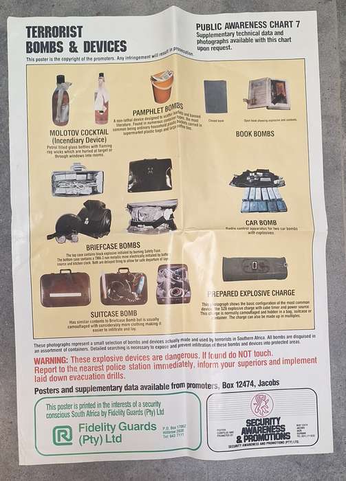 Terrorist Public Awareness Chart, Bombs & Devices Poster