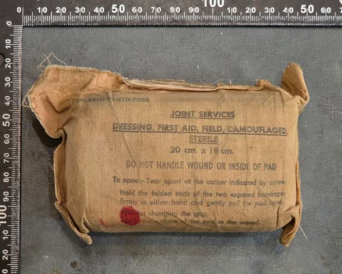 Unopened Post WW2 British Joint Services Camo First Aid Field Dressing